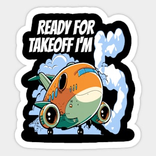 Ready for Takeoff I'm 5 - 5nd Birthday Boy Airplane Theme Sticker